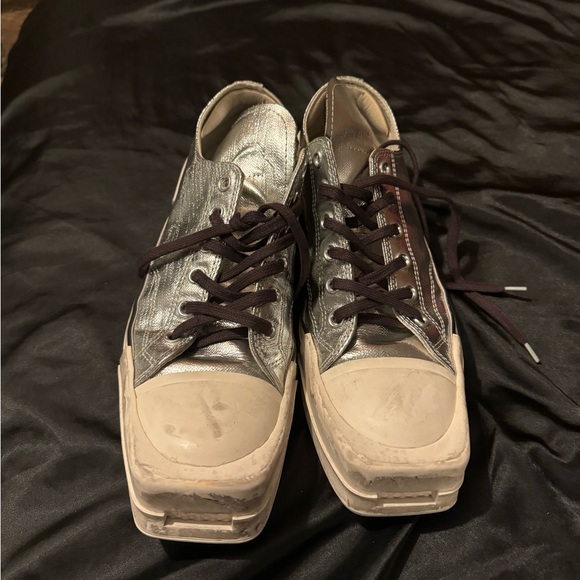 Rick Owens Silver and Cream Sneakers - Picture 2 of 8